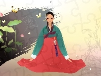 Kimono, Kobieta, Gejsza, Kwiaty