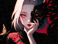Dziewczyna, Kimono, Maska, Anime, Motyl