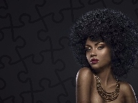 Afro, Kobieta, Makijaż