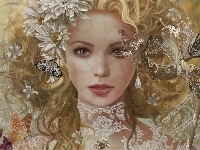 Blondynka, Kobieta, Kwiaty