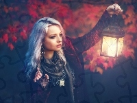 Blondynka, Kobieta, Lampa