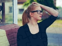 Blondynka, Kobieta, Okulary
