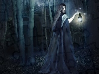 Lampa, Kobieta, Las