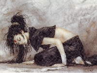 Kobieta, Klęcząca, Luis Royo