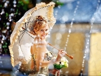 Parasol, Kobieta, Fontanna