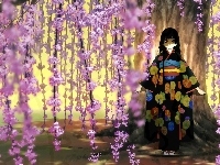 kobieta, Jigoku Shoujo, kwiaty
