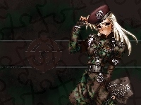 kobieta, blondynka, Masamune Shirow, soldier, beret