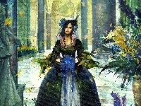 Suknia, Kobieta, Kwiaty