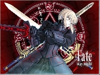 kobieta, Fate Stay Night, symbol, miecze