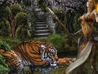 Tygrys, Kobieta, fantasy