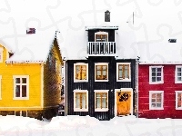 Domy, Kolorowe, Snieg