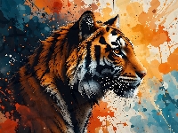 Tygrys, Kolorowe, Profil, Grafika, Tło