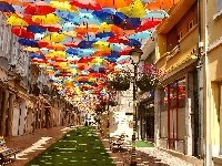 Kolorowe, Miasto, Ulica, Parasolki