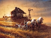Konie, Obraz, Terry Avon Redlin, Pole