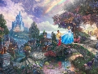 Cinderella, Thomas Kinkade, Tęcza, Reprodukcja, Kopciuszek, Las