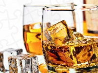 Whisky, Kostki, Szklaneczki, Rozmycie, Lodu