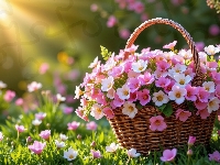 Koszyk, Wiklinowy, Kwiaty