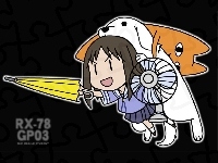 kot, parasolka, Azumanga Daioh, pies, dziewczyna