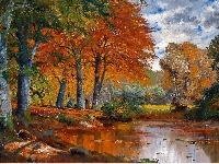 Krajobraz, Alois, Arnegger, Jesienny