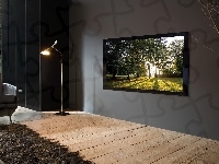 Krajobraz, Pokój, Telewizor, Lampa