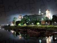 Zamek Królewski na Wawelu, Noc, Polska, Kraków, Wawel