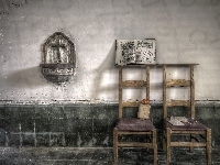 Kropielnica, Krzesła, Książki, Wnętrze, Aspersorium, Krzyż