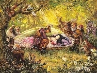 Książe, Śnieżka, Las, Królewna, Krasnoludki, Zwierzęta