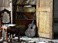 Gitara, Książki, Krzesło