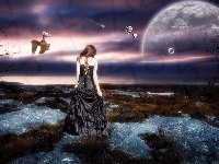 Księżyc, Dziewczyna, Sowa, Fantasy