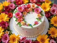 Kwiaty, Lukier, Ciasto