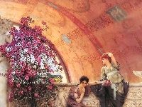 Kobiety, Kwiaty, Lawrence Alma-Tadema, Obraz, Rzeźby