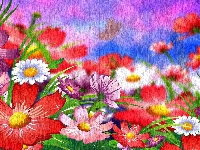 Kolorowe, Grafika, 2D, Kwiaty