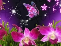 Art, Motyl, Kwiaty