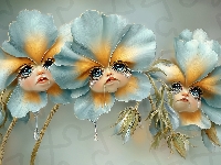 Twarze, Kwiaty, Płaczące, Grafika AI