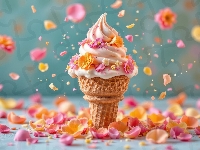 Płatki, Lód, Wafelek, Kwiaty