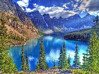 Góry, Las, Kanada, Park Narodowy Banff, Jezioro Moraine Lake