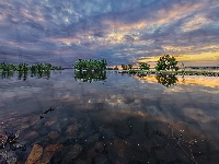 Chmury, Drzewa, Chatfield Lake, Kolorado, Park stanowy, Jezioro, Stany Zjednoczone, Chatfield State Park