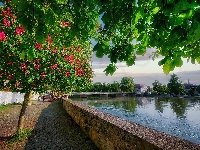 Rzeka Lech, Kasztanowiec, Most, Niemcy, Bulwar, Droga, Landsberg