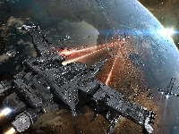 Laser, Słońce, Fantasy, Statek Kosmiczny, Ziemia
