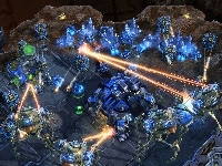 laser, roboty, Starcraft 2, miasto, kosmos