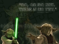 Star Wars, uszy, mistrz Yoda, laser, napisy