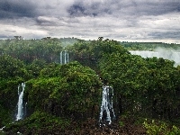 Lasy, Brazylia, Wodospady, Iguazu, Niebo