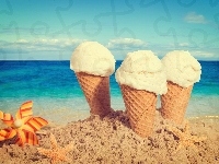 Lato, Morze, Plaża, Lody