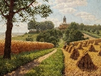 Lato, Obraz, Pole, Zboże, Żniwa