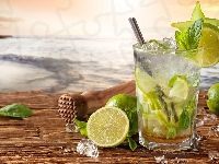 Limonki, Lód, Drink, Mojito, Szklanka