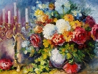 Świecznik, Kwiaty, Leonid Afremov