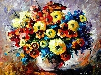 Leonid Afremov, Kwiatów, Obraz, Reprodukcja, Bukiet