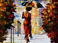 Leonid Afremov, Parasol, Obraz, Reprodukcja, Kobieta