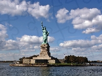 Statua, Hudson, Rzeka, Liberty, Wolności, Island