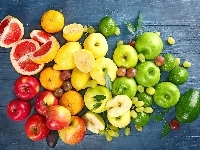 Jabłka, Limonki, Winogrona, Cytryny, Owoce, Grejpfruty, Awokado